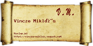 Vincze Miklós névjegykártya