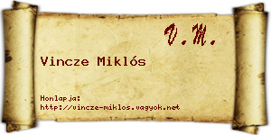 Vincze Miklós névjegykártya